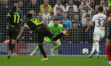 VAR confusion - Tottenham Hotspur goalkeeper Hugo Lloris (C) in Champions League action against Sporting Lisbon
