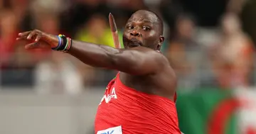 DOHA, QATAR - OCTOBER 06: Julius Yego of Kenya competes in the Men's Javelin final