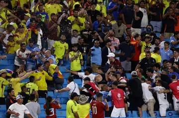 Uruguay's Darwin Nunez is involved in scuffles with Colombia fans after his team's 1-0 Copa America semi-final defeat