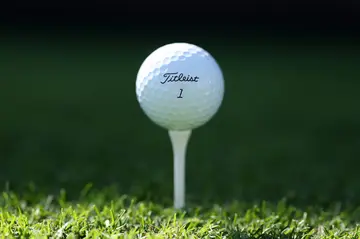 A Titleist Pro V1 golf ball on a tee