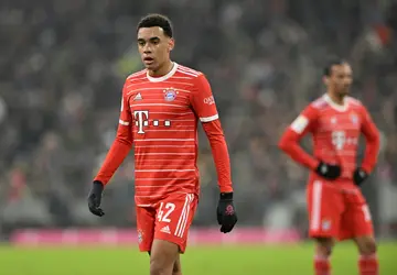 Bayern Munich midfielder Jamal Musiala leaves the field in his side's 1-1 home draw with Cologne. The side are yet to win in 2023