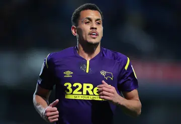 Ravel Morrison of Derby County looks on during the Championship match against Blackburn Rovers at Ewood Park on March 15, 2022, in Blackburn, England
