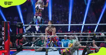 Female wrestlers compete during the 2023 Royal Rumble.