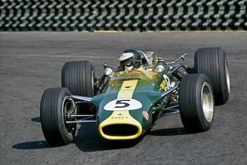 Jim Clark’s Lotus-Ford 49 during Grand Prix of Mexico at Autodromo Hermanos Rodriguez, Magdalena Mixhuca, 22 October 1967