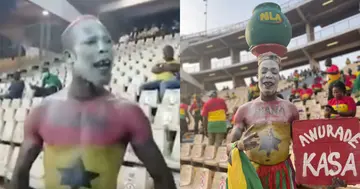 Ghanaian fan Kwabena Obuor angry after Black Stars defeat. SOURCE: Twitter/ @manifestive