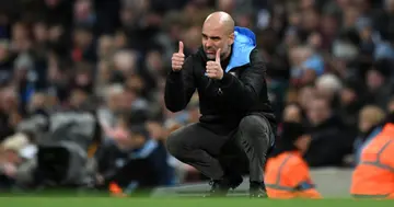 Pep Guardiola, Manager of Manchester City reacts during the Carabao Cup Semi Final match between Manchester City and Manchester United at Etihad Stadium. (Photo by Shaun Botterill/Getty Images)