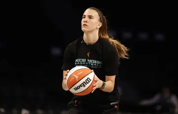 Sabrina Ionescu of the New York Liberty warms up before the 2023 WNBA Finals