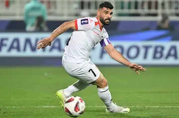 Musab Al-Battat in action for Palestine at the Asian Cup