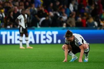 Germany's players react in shock at the World Cup exit