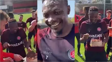 Ahmed Musa Looks Funny After Club Teammates Sink Birthday Cake on His Face As Eagles Captain Clocks 29