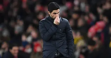 Mikel Arteta looks dejected during a UEFA Europa League match between Arsenal FC and Olympiacos FC at Emirates Stadium on February 27, 2020 in London, United Kingdom. (Photo by Harriet Lander/Copa/Getty Images)