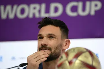 France goalkeeper Hugo Lloris addresses a press conference in Qatar