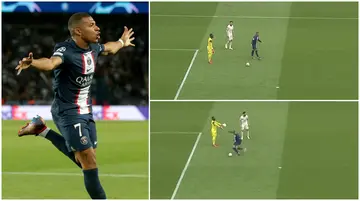 Kylian Mbappe, freak, goal, bizarre, PSG