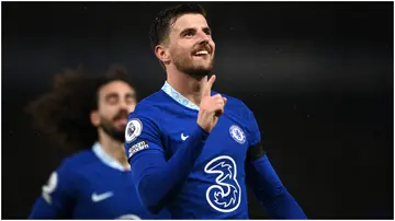  Mason Mount celebrates after scoring during the Premier League match between Chelsea FC and AFC Bournemouth at Stamford Bridge. Photo by Darren Walsh.