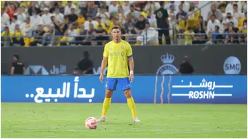 Cristiano Ronaldo in action during the Saudi Pro League week 10 match between Al Nassr and Damak at Al-Awwal Park. Photo by Mohammed Saad.