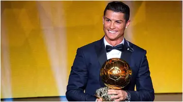 Cristiano Ronaldo receives the Ballon d'Or award for the player of the year during the FIFA Ballon d'Or Gala 2014 at the Kongresshaus in Zurich. Photo by Philipp Schmidli.