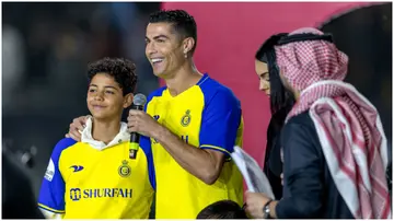 Cristiano Ronaldo is officially unveiled as an Al-Nassr player alongside Cristiano Junior and Georgina Rodriguez.