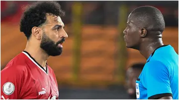 Mohamed Salah was involved in a heated argument with referee, Pierre Atcho during Egypt's AFCON clash with Ghana.