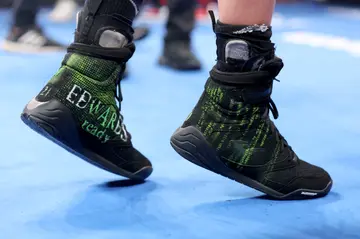 Sunny Edwards' shoes are seen at Desert Diamond Arena on December 16, 2023 in Glendale, Arizona.