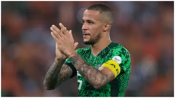 William Troost-Ekong of Nigeria reacts during an 2023 AFCON final match vs Ivory Coast at Stade Olympique Alassane Ouattara on February 11, 2024 in Abidjan, Ivory Coast. Photo: Visionhaus.