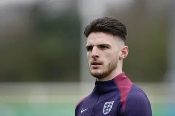 Declan Rice of England trains during England training session at St Georges Park in Burton-upon-Trent