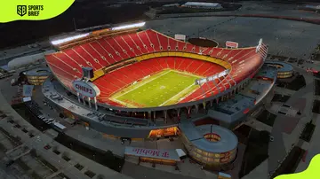 A general overall aerial view of Arrowhead Stadium