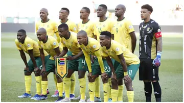 South Africa players pose for a team photo prior to the AFCON 2023 Group E match against Tunisia at the Amadou Gon Coulibaly Stadium in Korhogo on January 24, 2024. Photo: Haykel Hmima/Anadolu.