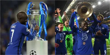This is what Kante did when he approached the Champions League trophy