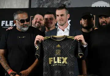 Welsh captain Gareth Bale is joined by fans at a press conference welcoming him to Major League Soccer's Los Angeles FC