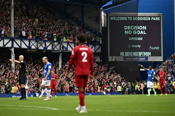 Everton's Conor Coady had his goal disallowed against Liverpool