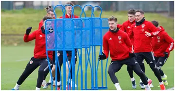 Wales national football team during a past training session at the Vale Resort, South Wales, UK. Photo: Getty Images.