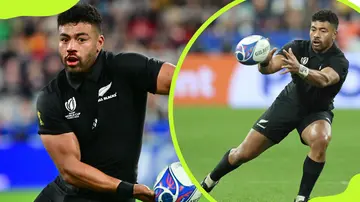Richie Mounga in action during the Rugby World Cup France 2023 semi-final match against Argentina