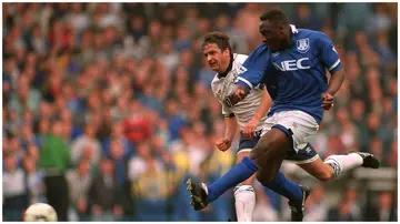 Daniel Amokachi played for Everton in the Premier League. Photo: All Sport.