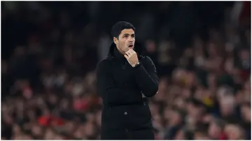 Arsenal manager, Mikel Arteta, looks on during a past Premier League match at Emirates Stadium. His team faces Manchester City this weekend.