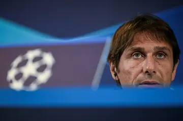 Tottenham manager Antonio Conte attends a press conference in Portugal on the eve of their Champions League match against Sporting Lisbon