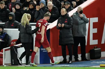 Liverpool's James Milner leaves the pitch during the Champions League match against Napoli