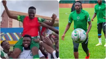 Super Eagles stars give Ahmed Musa special gift after becoming the 3rd Nigerian player to reach 100 caps