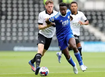 Wilfred Ndidi in action for Leicester City in their friendly against Derby County