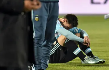Lionel Messi reacts after Argentina's defeat to Chile in the 2015 Copa America final
