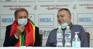 Ghana coach Milovan Rajevac and his translator. SOURCE: Twitter/ @ghanafaofficial