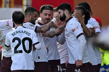 Manchester City celebrate Josko Gvardiol's goal against Nottingham Forest