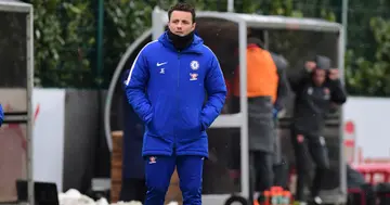 Chelsea Manager Joe Edwards during the Premier League 2 between Arsenal and Chelsea U23's at London Colney on March 17, 2018 in St Albans, England. (Photo by Clive Howes/Chelsea FC via Getty Images)