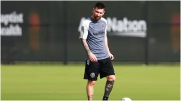 Lionel Messi looks on during an Inter Miami CF Training Session at Florida Blue Training Center. Photo by Megan Briggs.