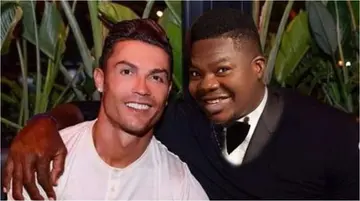 Nigerian Act Mr Macaroni Cries Out After Spotting Himself Alongside Cristiano Ronaldo in a Photo