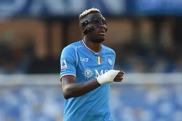Victor Osimhen during the Serie A match between SSC Napoli and Bologna FC at the Diego Armando Maradona Stadium on May 11, 2024. Photo: Franco Romano.