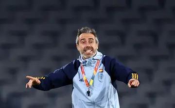 Spain coach Jorge Vilda gestures during a training session