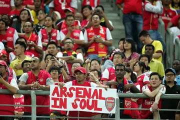 Arsenal fans during the pre-season Asian Tour friendly match between Malaysia and Arsenal at Bukit Jalil National Stadium on July 13, 2011, in Kuala Lumpur, Malaysia