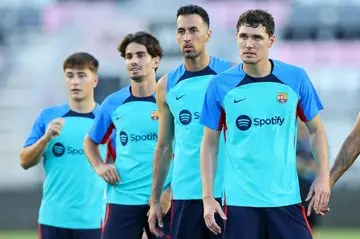 Andreas Christensen (right) and his Barcelona team-mates train ahead of Tuesday's friendly with Inter Miami in Florida