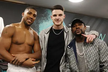 Anthony Joshua: Declan Rice, Mayweather join boxer to celebrate victory over Pulev