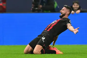 Olivier Giroud was involved in all four of Milan's goals against Salzburg